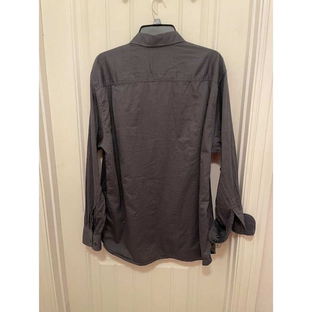 Tommy Bahama Mens Long Sleeve Button-Up Shirt Size L Grey Herringbone Pattern Wi